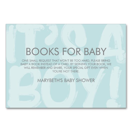 落書きブルーベビーシャワー予約のリクエストをもたらす テーブルナンバー (正面)