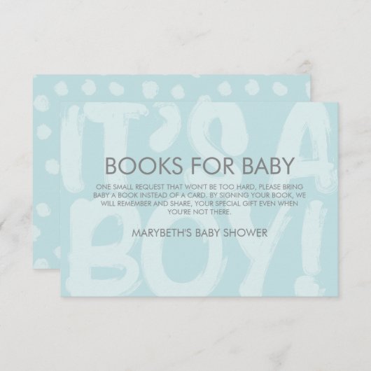 落書きブルーベビーシャワー予約のリクエストをもたらす 招待状 (正面/裏面)