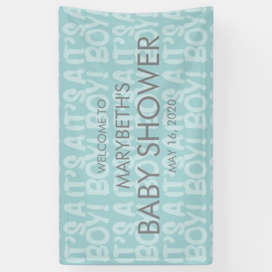 落書きブルーベビーシャワー歓迎バナー 横断幕 (縦)