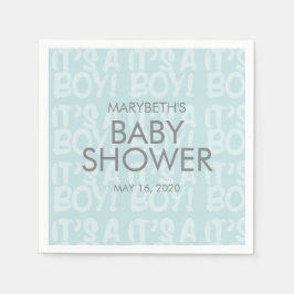 落書きブルーベビーシャワー紙ナプキン スタンダードカクテルナプキン