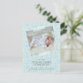 落書きブルーベビー誕生発表葉書 ポストカード (スタンド正面)