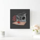 落書きブームボックスブレークダンスマンガ スクエア壁時計 (ホーム)