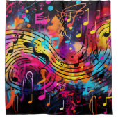 落書きミュージカルノートシャワーカーテン シャワーカーテン (正面)