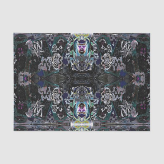 落書きモダンヴィンテージ白黒パターン 薄葉紙 (正面)