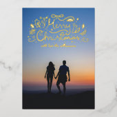 落書きリボン　メリークリスマス　フェスティブフォト 箔シーズンカード (正面)