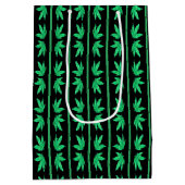 落書きリーフ(緑ストライプ) ミディアムペーパーバッグ (裏面)