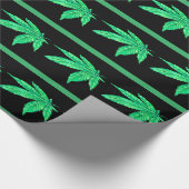 落書きリーフ(緑ストライプ) ラッピングペーパー (角)
