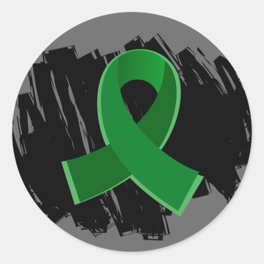 落書き付き肝疾患エメラルドグリーンリボン ラウンドシール (正面)