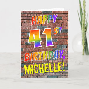 落書き刺激を受けたレインボールックハッピー41ST誕生日 カード