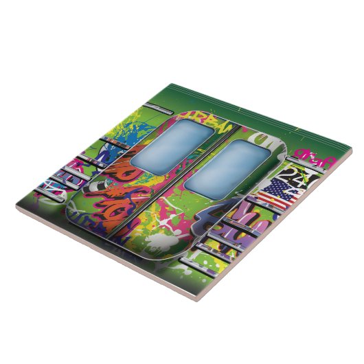 落書き地下鉄グリーン タイル (側面)