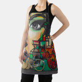 落書き壁の自転車 エプロン (インサイチュ)