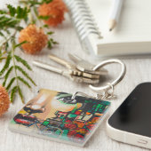 落書き壁の自転車 キーホルダー (正面右)