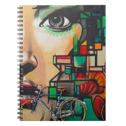 落書き壁の自転車 ノートブック (正面)