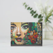 落書き壁の自転車 ポストカード (スタンド正面)