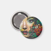 落書き壁の自転車 マグネット (正面/裏面)