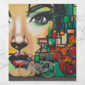 落書き壁の自転車 ワインラベル (シングルラベル)
