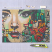 落書き壁の自転車 薄葉紙 (クラフト)