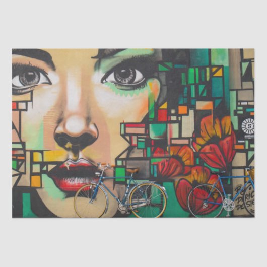 落書き壁の自転車 薄葉紙 (正面)