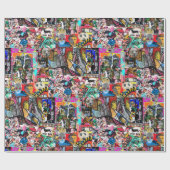 落書き壁コラージュ ラッピングペーパー (フラット)