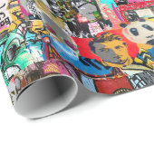 落書き壁コラージュ ラッピングペーパー (ロールコーナー)