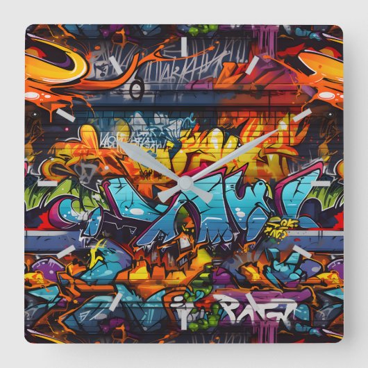 落書き壁時計 スクエア壁時計 (正面)