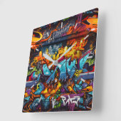 落書き壁時計 スクエア壁時計 (傾斜)