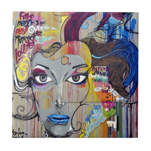 落書き女性 タイル (正面)