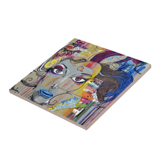 落書き女性 タイル (側面)