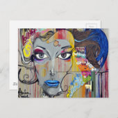 落書き女性 ポストカード (正面/裏面)