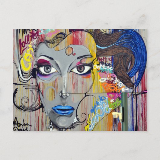 落書き女性 ポストカード (正面)