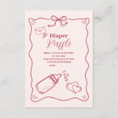 落書き手描きリボン赤ちゃんシャワーおむつくじ エンクロージャーカード (正面)