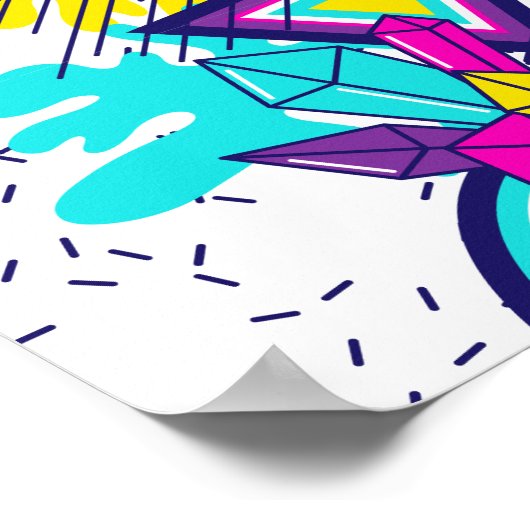 落書き抽象芸術カラフルパターンと引用文 ポスター (角)