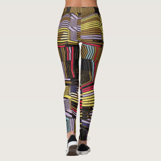 落書き擦り切れた線の移動とネオン レギンス (裏面)