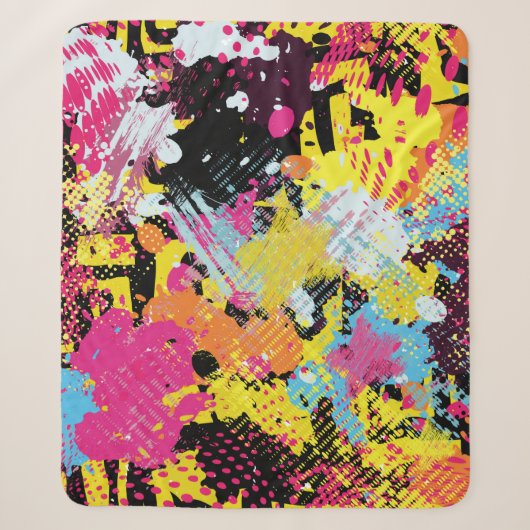 落書き明るく継ぎ目サイケデリックのない模様 シェルパブランケット (正面)