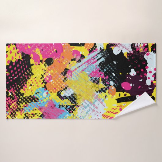 落書き明るく継ぎ目サイケデリックのない模様 バスタオル (バスタオル)