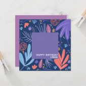 落書き植物の花柄イラスト カード (正面/裏面インサイチュ)