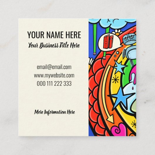 落書き漫画の虹の気象惑星ドール スクエア名刺 (裏面)