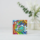 落書き漫画の虹の気象惑星ドール スクエア名刺 (スタンド正面)