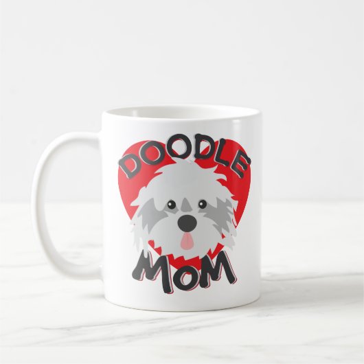 落書き犬のお母さんのコーヒー・マグのLabradoodleのおもしろいなギフト コーヒーマグカップ (左)