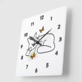 落書き猫 スクエア壁時計 (傾斜)