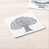 落書き生命の樹 スクエアペーパーコースター (アングル)