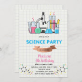 落書き科学誕生日招待状 招待状 (正面/裏面)