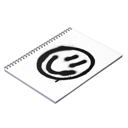 落書き笑顔顔絵文字を黒で白い ノートブック (左側)