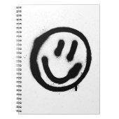 落書き笑顔顔絵文字を黒で白い ノートブック (正面)