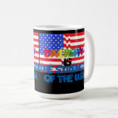 落書き米国の多様性は強さアメリカです コーヒーマグカップ (正面右)