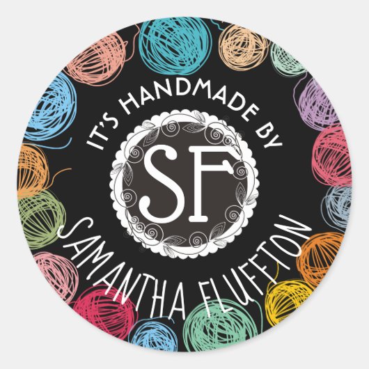 落書き糸の編み物は愛で手作りのクロシェ ラウンドシール (正面)