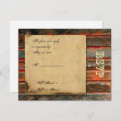 落書き素朴ハート応答カード付きバーンドウッド 出欠カード (正面/裏面)