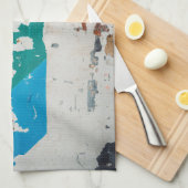 落書き絵を描付き古い壁 キッチンタオル (四つ折り)