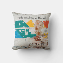 落書き絵を描付き古い壁 クッション
