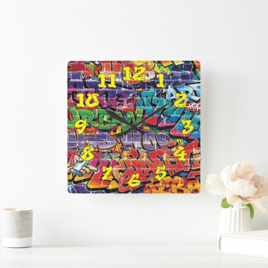 落書き背景(落書き番号あり)–04 スクエア壁時計 (ホーム)